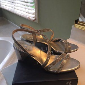 Naturalizer Silver Sandals with Block Heel, 8.5